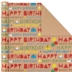 Hallmark Primary Birthday 3-Pack Kraft Wrapping Paper, 105 Sq. Ft. Total -Featured Home Stores Primary Birthday 3Pack Kraft Wrapping Paper 5EWR6409 06