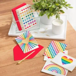 Hallmark Rainbow Hearts Boxed Blank Notes Assortment, Pack Of 24 -Featured Home Stores Rainbow Hearts Assorted Boxed Blank Note Cards 5STZ1178 05