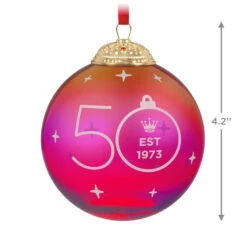 Hallmark Keepsake Ornament 50th Anniversary Christmas Commemorative Special Edition Glass And Metal Ornament -Featured Home Stores Red Ball 50th Anniversary Keepsake Ornament 2499QGO2987 03