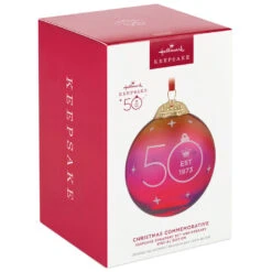 Hallmark Keepsake Ornament 50th Anniversary Christmas Commemorative Special Edition Glass And Metal Ornament -Featured Home Stores Red Ball 50th Anniversary Keepsake Ornament 2499QGO2987 04