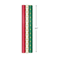 Hallmark Christmas Gift Wrap Kit With Wrapping Paper, Bows, Ribbons And Tags -Featured Home Stores RedWhiteGreen 3Roll Holiday Wrapping Paper Set 5JXW1200 07