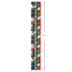 Hallmark Santa Fun 3-Pack Christmas Wrapping Paper Assortment, 120 Sq. Ft. -Featured Home Stores Santa Fun Hallmark Mahogany Christmas Wrapping Paper 5JXW1037 04