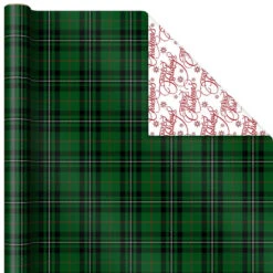 Hallmark Christmas Classics 3-Pack Reversible Wrapping Paper Assortment, 120 Sq. Ft. -Featured Home Stores Santa and Plaids Assorted Reversible Gift Wrap 5JXW1070 05