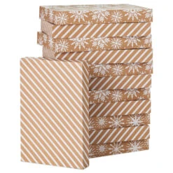 Hallmark Snowflakes And Stripes 12-Pack Designed Brown Shirt Boxes