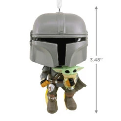 Star Wars The Mandalorian™ With Grogu™ Funko POP!® Hallmark Ornament -Featured Home Stores Star Wars The Mandalorian With Grogu Funko POP Christmas Ornament 3HCM1103 03