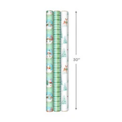 Hallmark Pastel Christmas Prints 3-Pack Wrapping Paper, 120 Sq. Ft. -Featured Home Stores Storybook Scenes 3Pack Christmas Wrapping Paper 5JXW1081 07