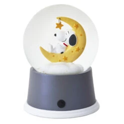 Hallmark Peanuts® Snoopy Sweet Dreams Snow Globe With Light -Featured Home Stores Sweet Dreams Snoopy on Yellow Moon Water Globe 1BBY4760 03