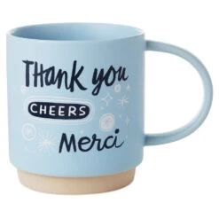 Hallmark Thank You, Cheers, Merci Mug, 16 Oz.