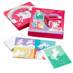 Hallmark Colorful Unicorn Classroom Valentines Set With Light-Up, Musical Mailbox -Featured Home Stores Unicorn Kids Classroom Exchange Valentines and Box 5VBX2959 05