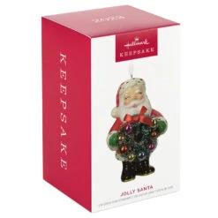 Hallmark Jolly Santa Porcelain Special Edition Ornament 9 Hallmark Jolly Santa Porcelain Special Edition Ornament -Featured Home Stores Vintage Jolly Santa With Wreath Keepsake Ornament 2499QXT4113 04