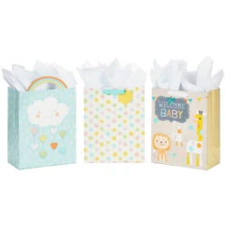 Hallmark 13" Welcome Baby 3-Pack Assorted Gift Bags With Tissue