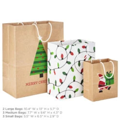 Hallmark Merry Mix 8-Pack Christmas Gift Bags, Assorted Sizes And Designs 8 Hallmark Merry Mix 8-Pack Christmas Gift Bags, Assorted Sizes And Designs -Featured Home Stores White and Kraft Paper Assortment Christmas Gift Bags 5XGB1410 03
